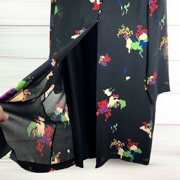 Evan Picone Vintage Silk Layered Black Shift Dress Midi, Sheer Sleeves size 20W - Picture 3 of 15